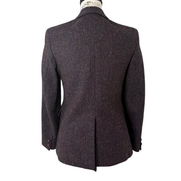 Vtg Harris Tweed Blazer Handwoven Scottish Wool Jacket Marron Blue Womens Size 4 - Picture 3 of 7